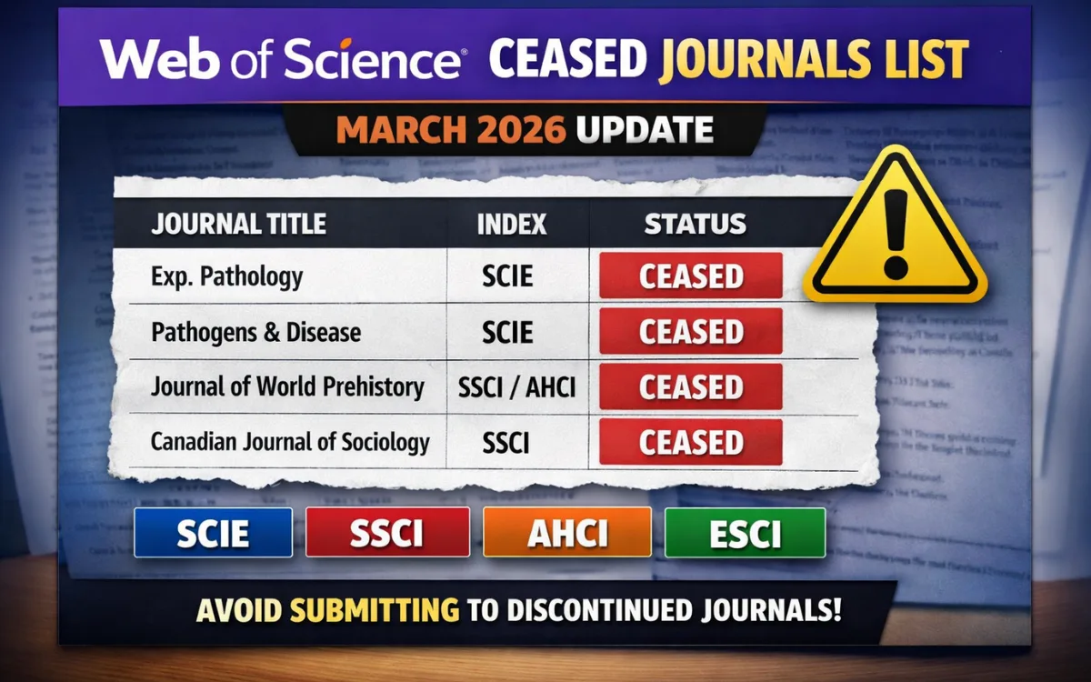 14 Journals Removed from Web of Science in March 2026